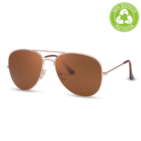 87 EcoLine - Piloot - Zonnebril - Unisex - Goud - Bruin - 100% UV400 - Cat.3 - Incl. Hoesje & Poetsdoekje van Merkloos