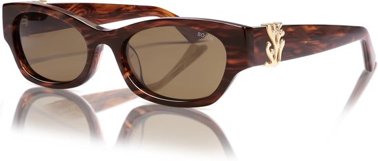 Acetaat Gepolariseerde retro zonnebril voor dames, cateye, smalle zonnebril, UV400-bescherming, Fire Coral