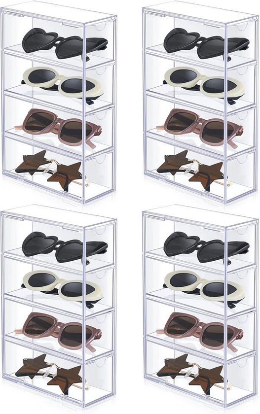 Acryl Zonnebril Organizer met 4 Laden voor Vrouwen van Merkloos