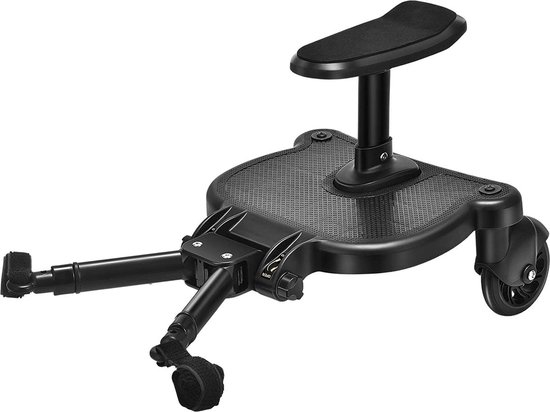 ADSafety Meerijdplankje Universeel – Voor Kinderwagen/Buggy - Met Zitje - Onderweg - Verstelbaar – Zwart van ADSafety