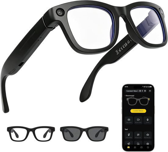 AI Smart Glasses - 8MP Camera met Real-Time Vertaling & Stemaassistent, Open-Ear Audio, 38g Lichtgewicht Zonnebril