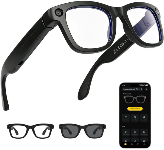 AI Smart Glasses met Camera - Smart Bril 8MP - Met Real Time Vertaling & Spraakassistent - Open‑Ear‑Audio - Lichtgewicht Zonnebrillen