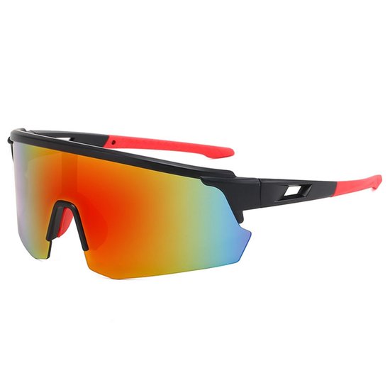 aladdien - Fietsbril - Gepolariseerde zonnebril - UV400-bescherming - Rood - Outdoor zonnebril - Geschikt voor heren en dames - Sportieve skibril
