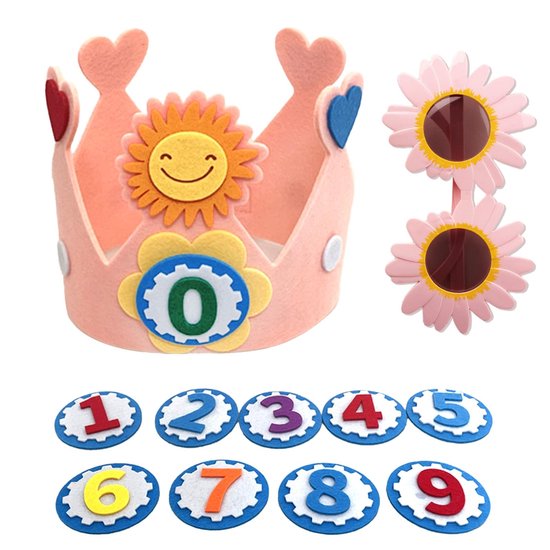 aladdien - Verjaardagscrown - Zonnebril voor Kinderen - Interchangeable Nummers - Verstelbare Hoed - Feestjes - Geschikt voor Kinderen - Kleur of mo...