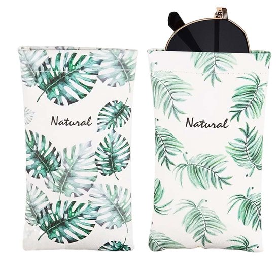 Allecto - Brilhoes - Soft PU leren brilcase - Perfecte bescherming - Groen-wit - Zonnebril hoes - Voor alle leeftijden - Modern klassiek van Merkloos