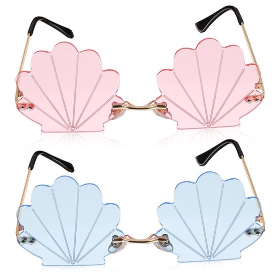 Allecto - Randloze Zonnebrillen - Funky Partybrillen - Trendy Accessoire - Roze en Blauw - Rave-brillen - Perfect voor Feesten en Festivals - 2 Paar van Merkloos