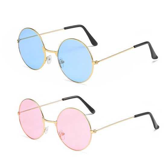 Allecto - Ronde Hippie Zonnebril - Accessoires 70s 80s - Vintage Stijl - Zonnebril voor Kinderen en Volwassenen - Retro Feest Accessoire - Geschikt... van Merkloos