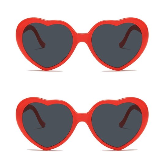 Allecto - Zonnebril hartvormig - kinderfeestjes - voor vrouwen - strandfeest - rood - zonnebril hartvormig - zomeraccessoire - geschikt voor kinder... van Merkloos