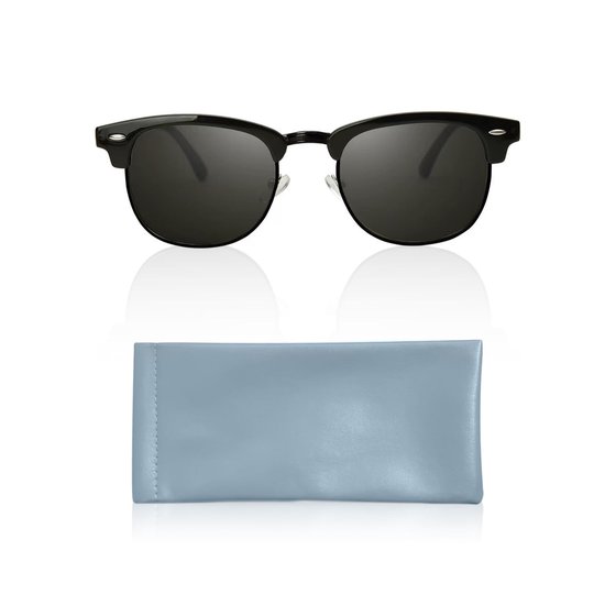 Allecto - Zonnebril - Retro zonnebrillen - Gepolariseerde bescherming - Zwart - Uniseks zonnebrillen - Halfronde vorm - Voor volwassenen - Zwart model van Merkloos