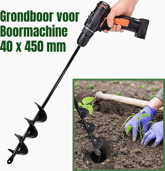 Allernieuwste.nl® Grondboor voor Boormachine Staal ø40 mm x 45 cm Bollenboor Bollenpoter Grond Boor Slangenboor - Staal 40 x 450 mm %% van Allernieuwste.nl