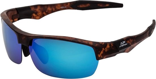 Apeirom Bellatrix Sportbril - TR-90 Ultra Light Toirtoise Frame - TPE Zwart Extra Soft Neusvleugel en Pootjes - UV400 - TAC 1.1mm Polarized Blauw Anti Scratch Lens van Apeirom