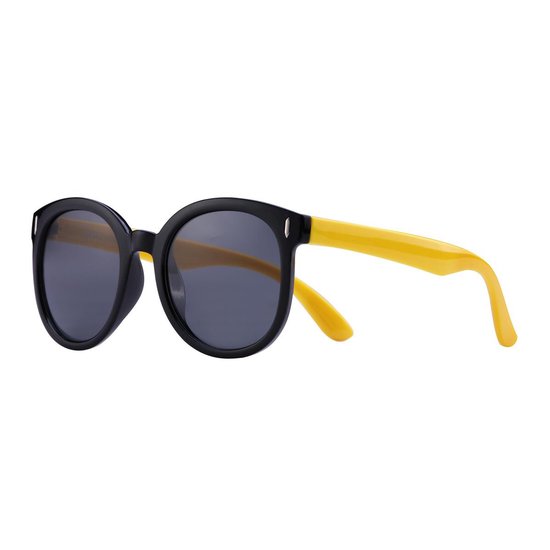 Apeirom Nova Kinder Zonnebril - TPE Ultra Zwart Geel Frame - UV400 - 0.7mm Smoke Polariserende Lens Anti Scratch Lens van Apeirom