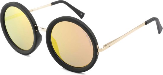 Apeirom Woodstock - Zonnebril TR-90 Ultra Light Mat Zwart Rubber Finish Front Frame -  Anti- Allergisch Flex-Hinge Metalen Pootjes - UV400 PC Gold Lens - Anti Reflect Coating Achterkant Lens van Apeirom