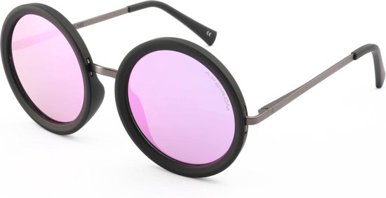 Apeirom Woodstock - Zonnebril TR-90 Ultra Light Mat Zwart Rubber Finish Front Frame -  Anti- Allergisch Flex-Hinge Metalen Pootjes - UV400 PC Paarse Lens - Anti Reflect Coating Achterkant Lens van Apeirom
