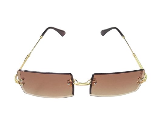 ASTRADAVI Zonnebril - Unisex Sunglasses UV400 - Gouden Metalen frame - Randloos Lenzen - Champagne van Astra