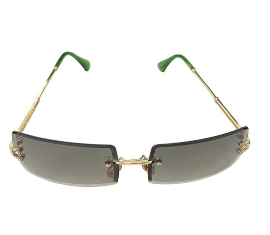 ASTRADAVI Zonnebril - Unisex Sunglasses UV400 - Gouden Metalen frame - Randloos Lenzen - Donkergroen van Astra