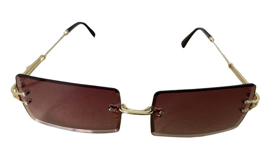 ASTRADAVI Zonnebril - Unisex Sunglasses UV400 - Gouden Metalen frame - Randloos Lenzen - Lichtbruin van Astra
