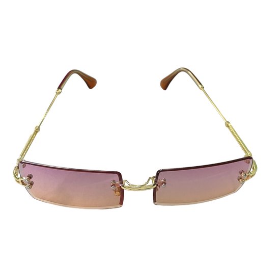 ASTRADAVI Zonnebril - Unisex Sunglasses UV400 - Gouden Metalen frame - Randloos Lenzen - Paars Oranje van Astra