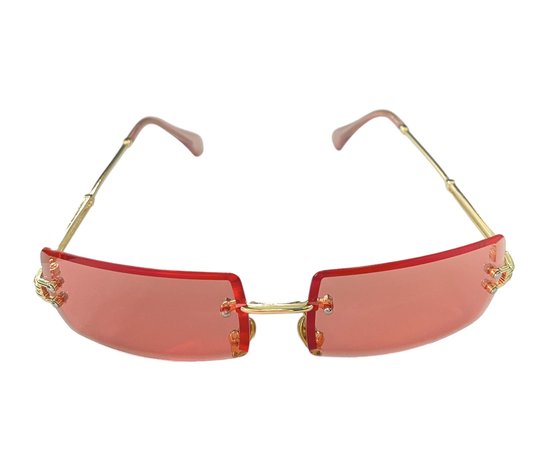 ASTRADAVI Zonnebril - Unisex Sunglasses UV400 - Gouden Metalen frame - Randloos Lenzen - Roze van Astra