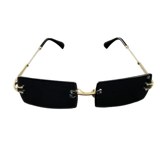 ASTRADAVI Zonnebril - Unisex Sunglasses UV400 - Gouden Metalen frame - Randloos Lenzen - Zwart van Astra