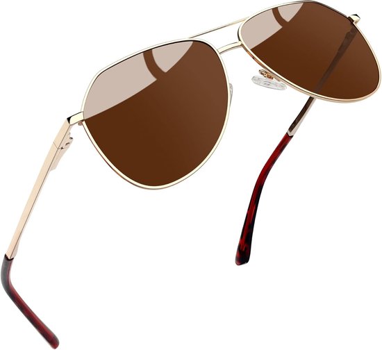 Aviation Zonnebril Gepolariseerd UV400 Dubbelbrug Metaal Unisex | Vintage Klassiek Militaire Pilotenbril Vliegreis Vakantie Dagelijks Gebruik voor Heren Dames