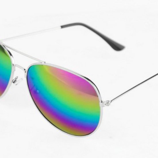 Aviator Zonnebril - Regenboog op Zilver in een doosje van Murphy's Magic
