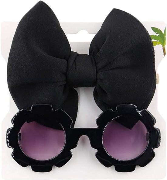 Baby Hoofddeksel en Zonnebril - Baby Accessoires Set - Baby Fotografie - Zonnebloem Vorm - 8 x 1 cm van Merkloos