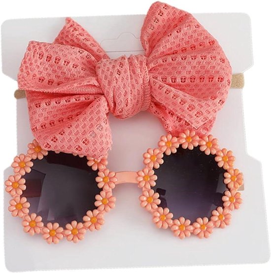 Baby Zonnebril - Bloemen Accessoire - Feestelijk Gebruik - Met Hoofdband - One Size - Geel