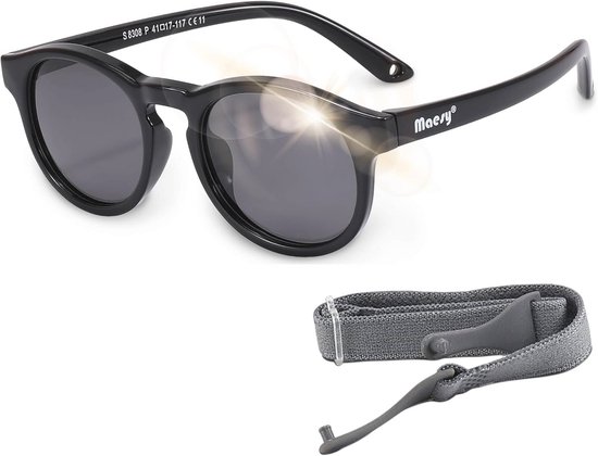 Baby zonnebril Bowi - Flexibele, buigbare kinderzonnebril met verstelbaar elastiek - UV400 bescherming voor dreumesen en peuters van Merkloos