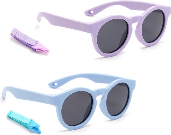 Baby Zonnebril - Kinderen Bril - Bescherming Ogen - UV400 Bescherming - 2 Stuks - Paars Blauw