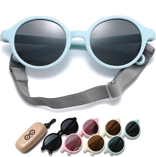 Baby Zonnebril - Kinderzonnebril UV400 - Bescherming Ogen Buiten - Polariserende TAC Lenzen - 0-36 Maanden - Blauw van Merkloos