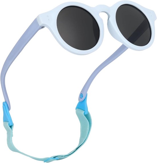 Baby Zonnebril - Peuterbril Kinderbril - Bescherming Tegen Zonlicht - Verstelbare Siliconen Band - 41 mm Lensbreedte - Blauw van Merkloos