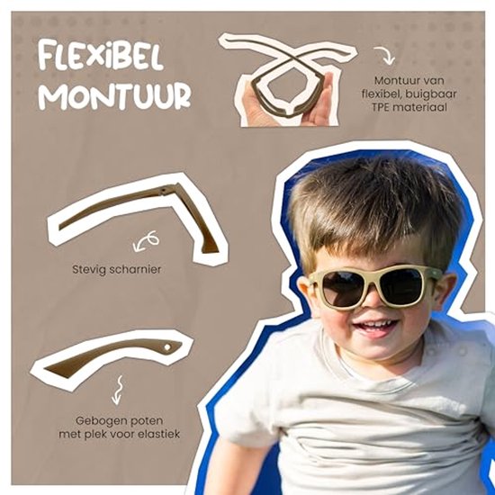 Baby Zonnebril voor 1-3 Jaar - Flexibel en Verstelbaar met UV400 Bescherming van Merkloos