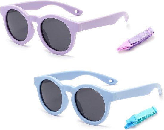 Baby Zonnebrillen - Kinderzonnebril - Bescherming Ogen - UV400 Polarized - 2 Stuks - Paars Blauw