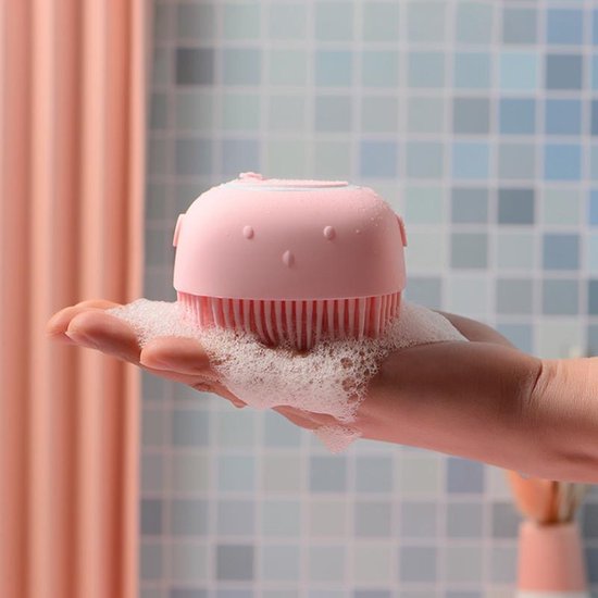 Babycure Siliconen Haarborstel | Pink Brush | Shampoo massage borstel | Leuk om kado te geven! van Babycure