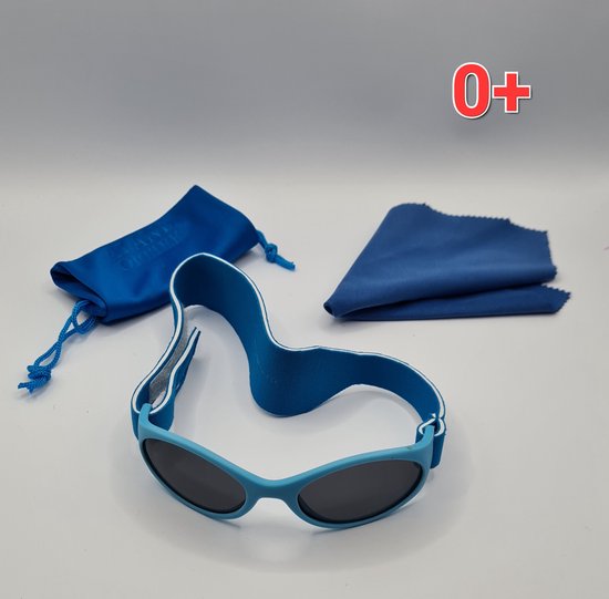 Babyzonnebril maat 2-18 maanden / antislip baby bril K 111 kat 3 UV 400 / blauwe montuur + getinte grijze lenzen / kraamcadeau meisje / baby glasses / lunettes de soleil bébé / Aland optiek / zonnebril kind pasgeboren jongen of meisje van Merkloos