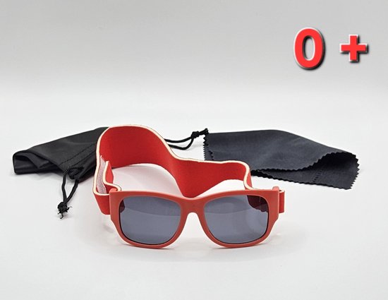 Babyzonnebril maat 2-18 maanden / antislip baby bril K 112 kat 3 UV 400 / rode montuur + getinte grijze lenzen / kraamcadeau meisje / baby glasses / lunettes de soleil bébé / Aland optiek / zonnebril kind pasgeboren jongen of meisje van Aland Optiek