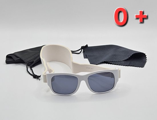 Babyzonnebril maat 2-18 maanden / antislip baby bril K 112 kat 3 UV 400 / witte montuur + getinte grijze lenzen / kraamcadeau meisje / baby glasses / lunettes de soleil bébé / Aland optiek / zonnebril kind pasgeboren jongen of meisje van Merkloos
