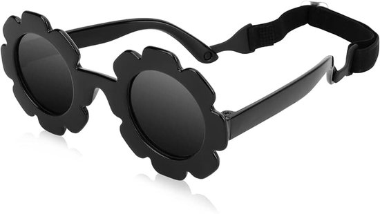 Babyzonnebril met riem voor meisjes en jongens, gepolariseerde peuterzonnebril UV400-bescherming, zacht siliconen frame, opvouwbare zonnebril, leeftijd 6 maanden tot 2 jaar