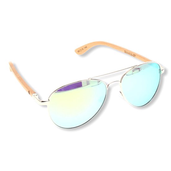 BEINGBAR Eyewear "Model 4" Sustainable Bamboo Sunglasses Green Mirror van BEINGBAR