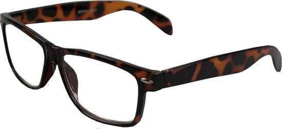 Benson Stijlvolle unisex bril zonder sterkte - langwerpig model - schildpadmotief - bruin - 146 mm breedte van Benson