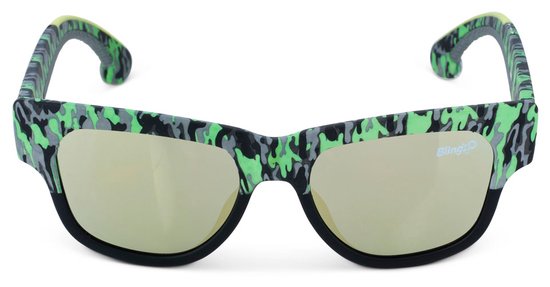 Bling2o ZONNEBRIL: FIRE ISLAND BEACH - Camo Calm Sky, siliconen, 100% UV bescherming, in doorzichtige bewaardoos, 3+ van Bling2o