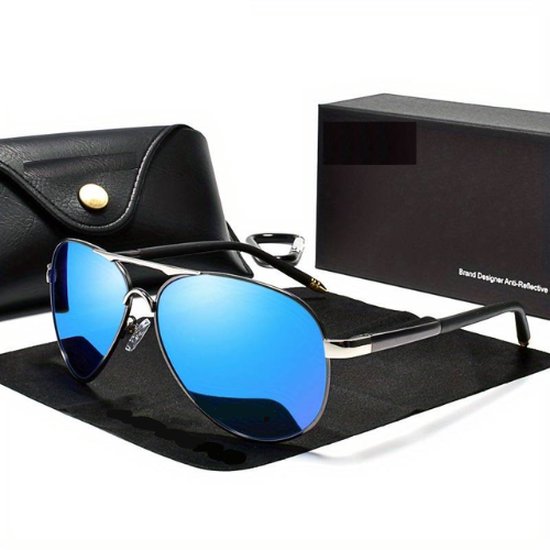 Bovista Polarizerende Zonnebril Voor Heren - Piloten Zonnenbrillen - Zonnenbril - Sun Glasses - Sunglasses - Techno Bril - Rave & Festival - Premium Quality - Blauw van Bovista
