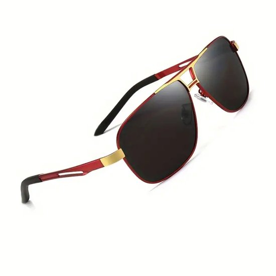 Bovista Polarizerende Zonnebril Voor Heren - Piloten Zonnenbrillen - Zonnenbril - Sun Glasses - Sunglasses - Techno Bril - Rave & Festival - Premium Quality - Rood/Goud van Bovista