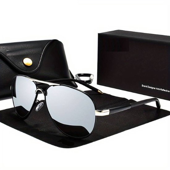 Bovista Polarizerende Zonnebril Voor Heren - Piloten Zonnenbrillen - Zonnenbril - Sun Glasses - Sunglasses - Techno Bril - Rave & Festival - Premium Quality - Zilver van Bovista