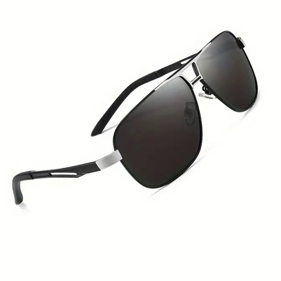 Bovista Polarizerende Zonnebril Voor Heren - Piloten Zonnenbrillen - Zonnenbril - Sun Glasses - Sunglasses - Techno Bril - Rave & Festival - Premium Quality - Zilver/Zwart van Bovista