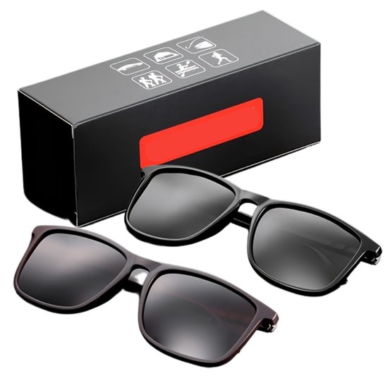 Bovista Polarizerende Zonnebril Voor Heren - Zonnenbrillen - Zonnenbril - Sun Glasses - Sunglasses - Techno Bril - Rave & Festival - Premium Quality - Glans Zwart & Bruin van Bovista