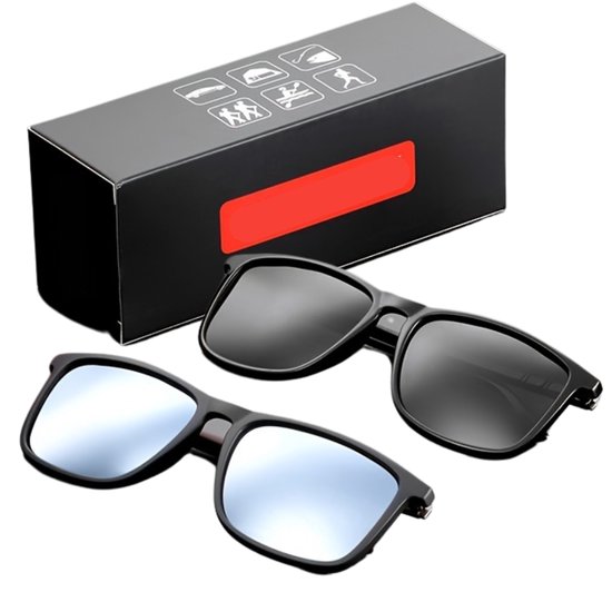 Bovista Polarizerende Zonnebril Voor Heren - Zonnenbrillen - Zonnenbril - Sun Glasses - Sunglasses - Techno Bril - Rave & Festival - Premium Quality - Glans Zwart & Zilver van Bovista