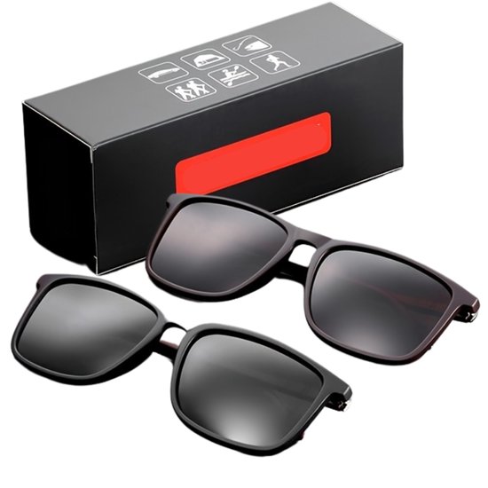 Bovista Polarizerende Zonnebril Voor Heren - Zonnenbrillen - Zonnenbril - Sun Glasses - Sunglasses - Techno Bril - Rave & Festival - Premium Quality - Mat Zwart & Bruin van Bovista