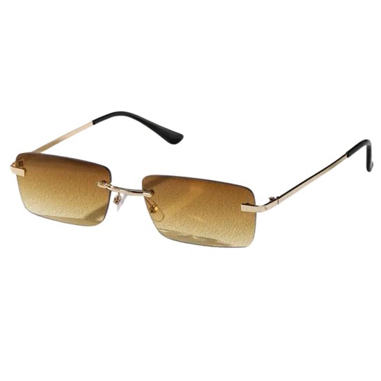 Bovista Zonnebril Voor Dames & Heren - Zonnenbrillen - Zonnenbril - Sun Glasses - Sunglasses - Techno Bril - Rave & Festival - Premium Quality - Gouden Frame Bruine Glazen van Bovista